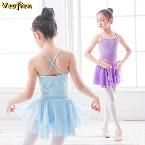 Ballet Dance Dress Girl Gymnastics Leotards Ballet Tutu Dancewear Sleeveless Chiffon-Skirt Princess Ballerina Performance