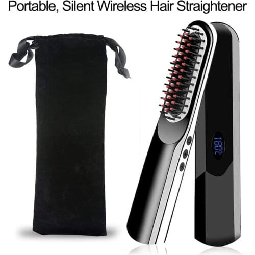 Cordless Hair Straightener Brush Comb Hair Straightening Ceramic Heat Hair Curler Electric Straightener Hair Care Styling Tools