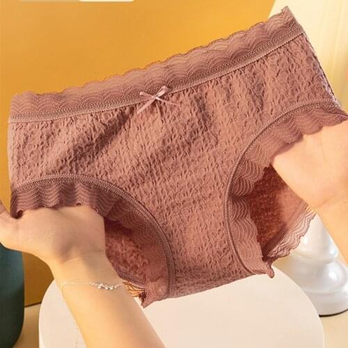 Seamless Sexy Panties Womens Underwear Lace Comfortable Female Mid Waist Briefs Underpants Lingerie