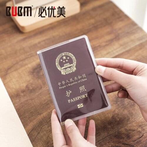 BUBM travel waterproof PVC passport holder case transparent passport cover ID cards sleeve travel accessories