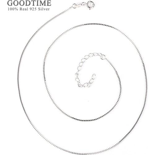Fashion Box Chain 100% Genuine 925 Sterling Silver Necklace 40/45 cm Chains For Pendant For Women Men