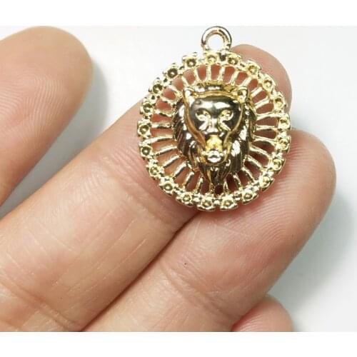 Eruifa 20pcs 18mm Nice Lion gold/Silver plated Zinc alloy Charms Pendant Jewelry DIY Necklace 2 colors