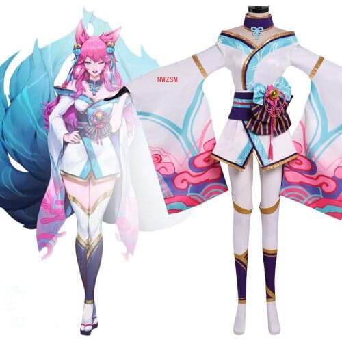 Game LOL Spirit Blossom Ahri Cosplay Costume Adult Women Sexy Uniform Suit Custom Made