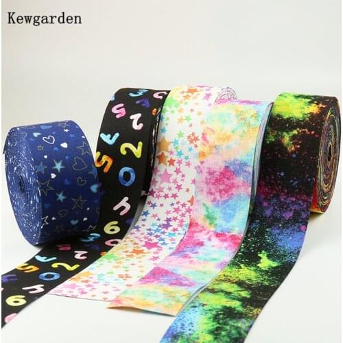 Kewgarden DIY Hair Bow Accessories Multicolored Print Layering Cloth Fabric Ribbon 2" 1" 50 25 10 mm Handmade Tape 10 Meters