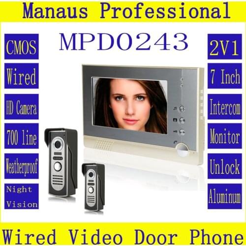 Magnetic Lock Two to One Video Doorphone Device Best Selling 7 inch Screen Display Outdoor Video Door Intercom System D243b