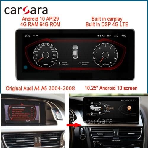 10.25" A4 Android monitor For A4 A5 cd changer Multimedia 2004 to 2008 touch screen GPS Navigation multimedia player