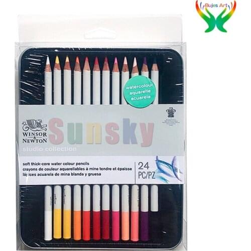 UK WINSOR NEWTON color pencil set sketch pencil 12/24/48water/oil pencil painting pencil water soluble color lead at supplies