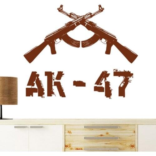 AK47 Rifle Decal Wall Sticker Military Weapon Assault Soviet Union Army Vinyl Sticker House Murals For Room Decoration