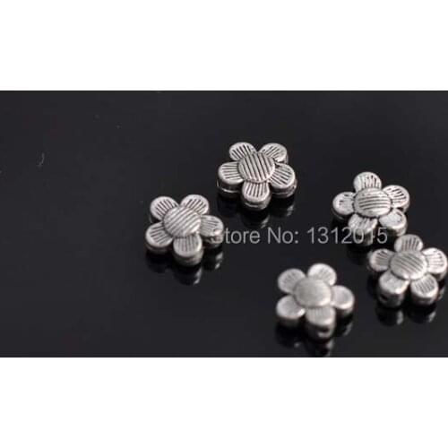 Wholesale Beads Flower Charm Antique Sliver Alloy Spacer Beads Metal Beads Jewelry Making Supplies 10x4mm,50Pcs