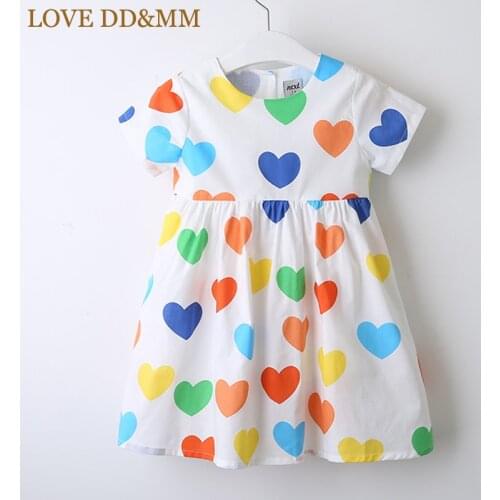LOVE DD&MM Girls Dresses 2021 Spring New Childrens Clothing Girls Simple Sweet Color Love Print Comfortable Dress