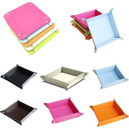 XRHYY PU Leather Valet Tray Dice Holder Multi-Use Catchall Tray Desktop Nightstand Organizer Bedside Caddy For office or home