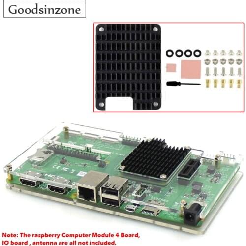 Raspberry Pi CM4 Computer Module 4 Heatsink with Case Kit, Raspberry Pi 4 IO Board Case with Heat Sink Tapes Notched for Antenna