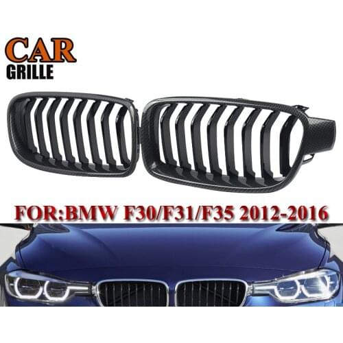 MagicKit Front Bumper Grille Grill For BMW F30 F31 3Series Saloon 12-16 Carbon Fiber Look