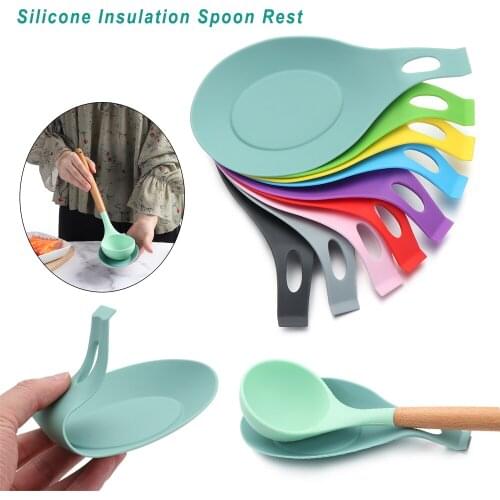 Silicone Insulation Spoon Rest Heat Resistant Placemat Drink Glass Coaster Tray Spoon Pad Eat Mat Pot Holder Kitchen Accessories