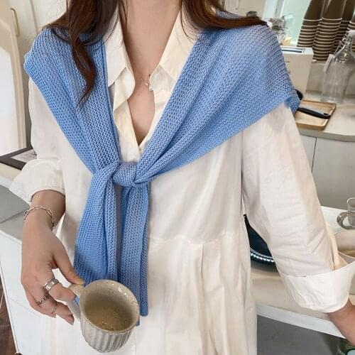 Ice Silk Knitted Crochet Fake Collar for Women Small Shawl Wrap Flase Collar Female Shirt Detachable Collar Clothese Accessory