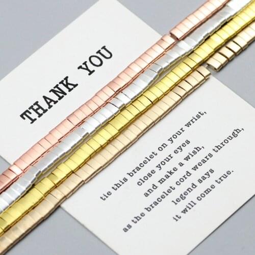 WLYeeS Matter Two holes 5x2.5mm Hematite Beads Rose Gold Spacer Loose beads for Jewelry Making Bracelet Necklace DIY accessories