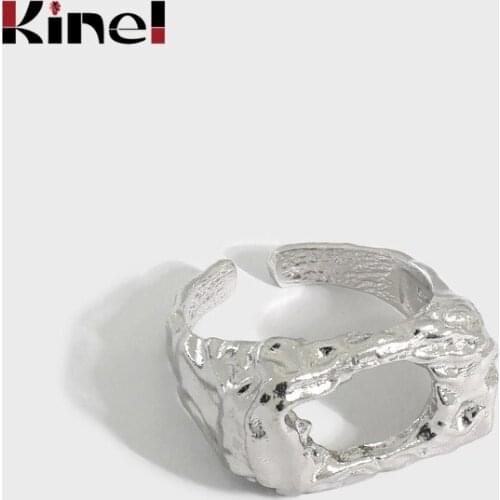 Kinel Silver 925 Jewelry Party Rings for Women France Irregular Concave Convex Surface Design Anillos Accessories Gifts