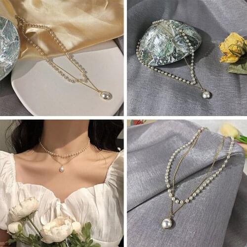YWZIXLN 2021 Trend Elegant Jewelry Punk Pearl Chain Pendant Necklace Golden Color Unquie Men Women Fashion Necklace N0190