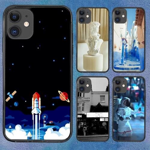 Funny Astronaut Real Phone Case For iphone 12 11 6 Mini Pro XS Max X XR 7 8 Plus Soft TPU Cover 12Pro 11Pro 12Mini