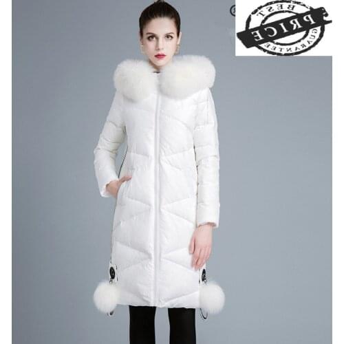 2021 New Brand Womens Down Jacket Large Fox Fur Hooded Clothes Korean Winter Thick Warm 20% Duck Down Coat Female a511aa