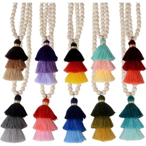 8mm Vintage Turquoises Beaded Pendant Tassel Necklace for Women Boho Long Bohemian Necklace chain Jewelry Gift 35inch