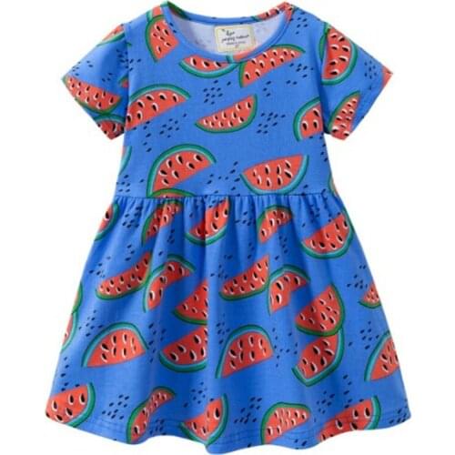 ZWF163 baby girls short sleeve dresses girls cotton clothes casual dresses kids character pattern dresses childrens clothing