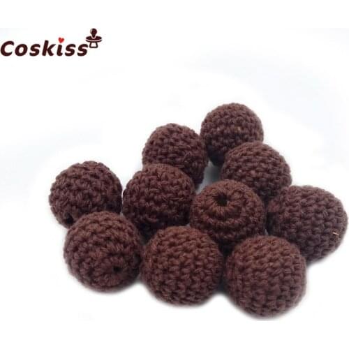 10pcs Elegant Crochet Beads Available For Choose Knitted By Cotton Thread DIY Wooden Teether Jewellery Making,Crochet ball Beads