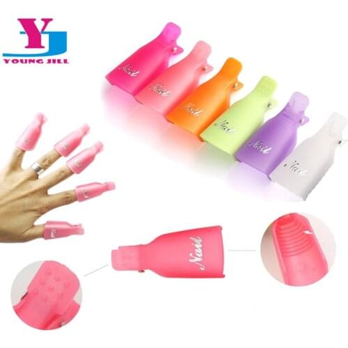 10pcs/Set Gel Nail Polish Remover Wrap Tools Acrylic Durable Nail Art Soakers Cap Clip 6 Color Tool Wearable Resurrection Clip