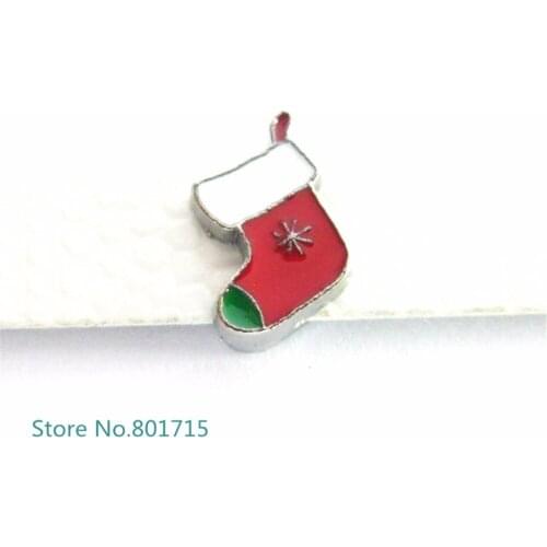 100pcs Christmas Stocking 8mm Slide Charm Fit Pet Collar Wristband key chain as gift SL459