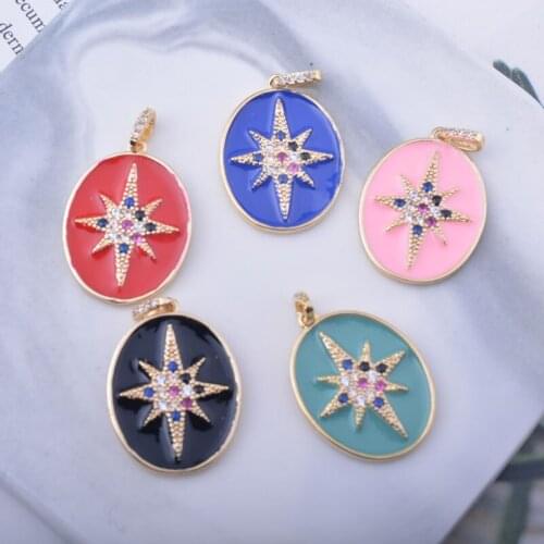 2pcs 30*18mm High Quality Gold Color Copper Enamel Oval Pendant DIY Necklace Accessories