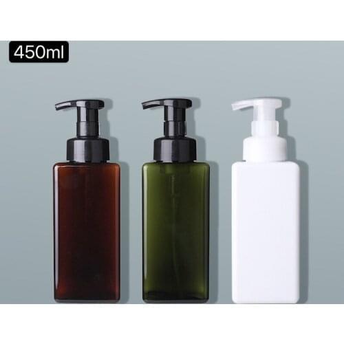 3pcs/set 450ml Square Foaming Lotion Container Large Pump Plastic Shampoo Lotion Bottle Refillable Shower Gel Dispenser