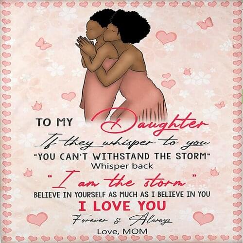 Letters 3D Printed To My Daughter Express Love Blanket Sherpa Blanket On Bed Home Blankets Thicken Textiles Gift Dreamlike