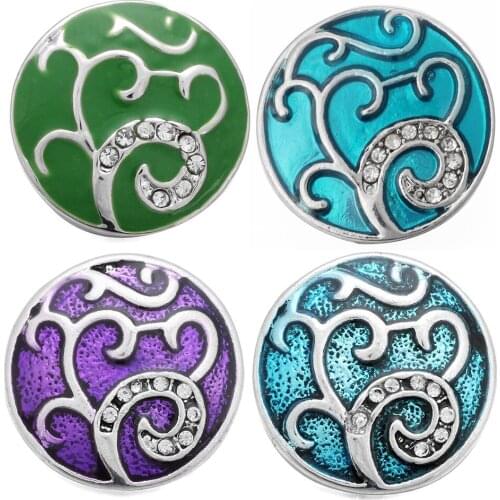 5pcs/lot New Snap Jewelry Tree of Life Metal Snap Buttons with Rhinestone Fit DIY 18mm Snap Bracelets&Bangles Button Jewelry