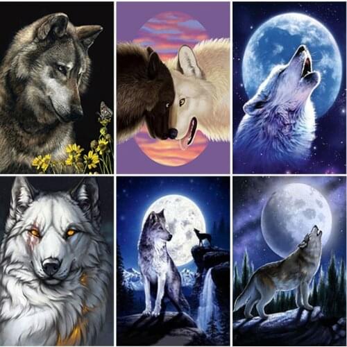 5D DIY Full Square Round Drill Resin Diamond Painting Wolf Cross Stitch Embroidery Mosaic Kits New Arrival Home Decoration
