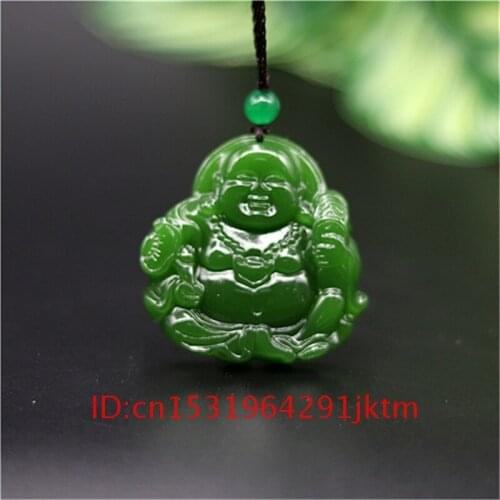 Amulet Natural Women Green Hand Gifts Men Buddha Charm Jewelry Chinese Fashion Jade for Carved Jadeite Necklace Pendant