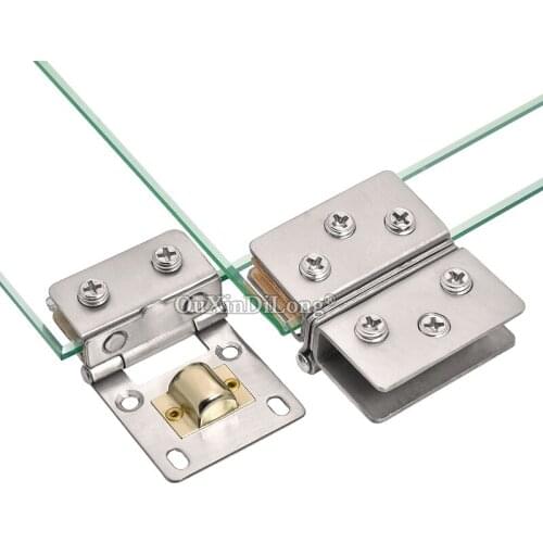 Free Shipping 2PCS Stainless Steel Glass Cabinet Hinges Shopping Mall Display Wine Cabinet Door Hinges Brushed Finished