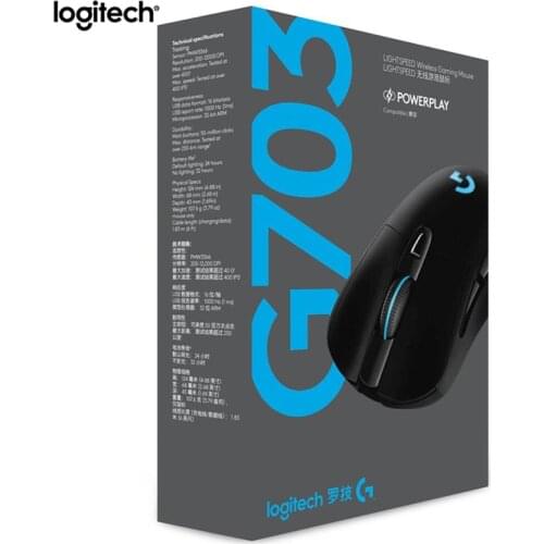 Logitech G703 LIGHTSPEED Wireless Gaming Mouse 2.4Ghz Optical Ergonomic Mouse 12000DPI RGB POWERPLAY Charging Mice for PC Laptop