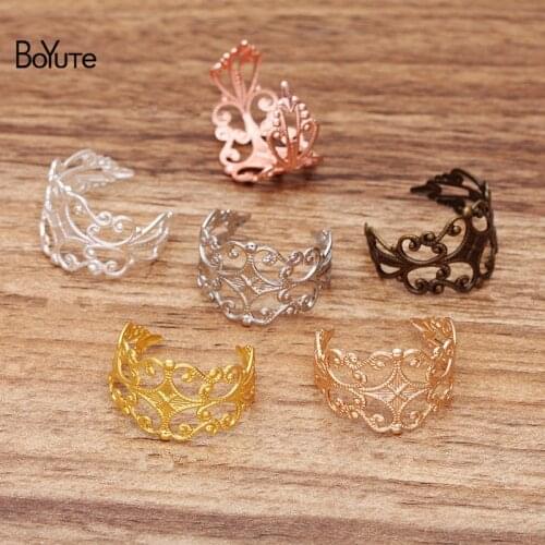 BoYuTe (40 Pieces/Lot) 18*15MM Metal Brass Filigree Ring Base Adjustable Ring Setting Diy Hand Made Jewelry Accessories