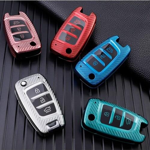 TPU Carbon Fiber Key Case Cover Shell Fob For Hyundai Solaris i35 i40 Elantra Sonata Santa Fe Verna Tucson Genesis Accessories