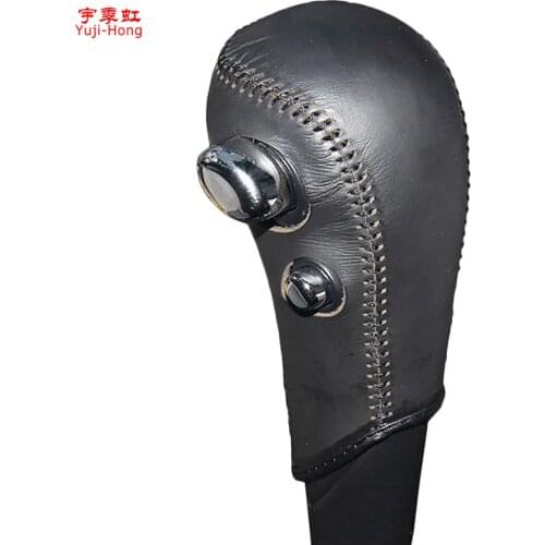 Yuji-Hong Car Gear Covers Case for Mitsubishi Zinger 2011 Automatic Shift Collars Genuine Leather Hand-stitched Cover
