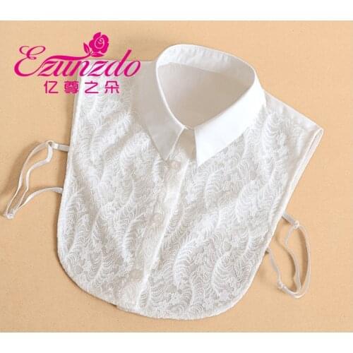 Removable Peto Mujer Chemisier Faux cols Elegant Women Neckwear Tie Two Layer Elegant Women Neckwear Tie Two Layer Lace Flower