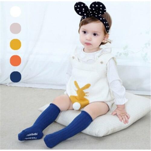New Winter Baby Girls Cotton Knee High Socks Solid Candy Color Kids Toddler Double Needle Short Socks For Children 2020