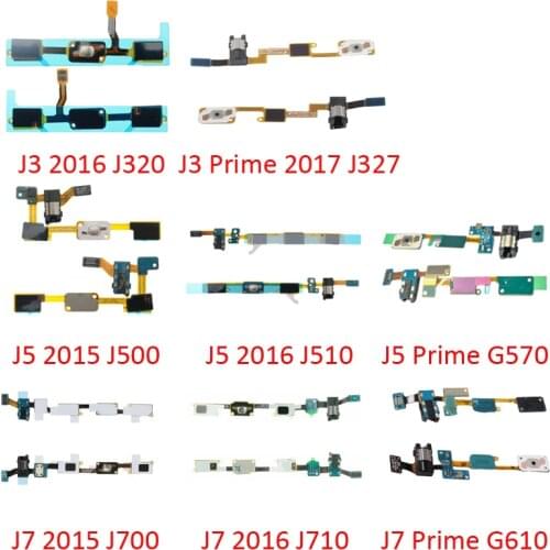 Home Button Earphone Jack For Samsung J3 J5 J7 Prime Metal 2015 2016 2017 Original Phone New Menu Flex Cable Replace Parts