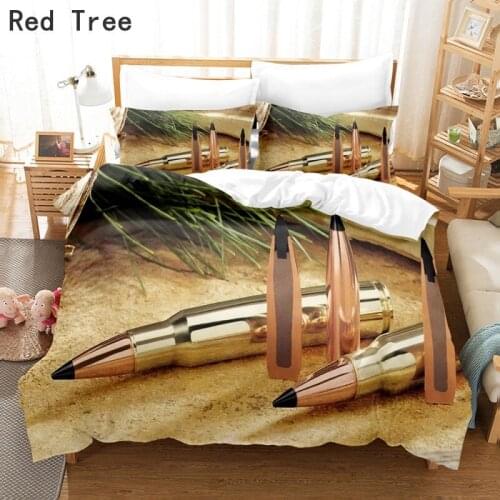 3D Print Military Weapon Duvet Cover Set 2/3pcs Bullet Design Bedding Sets Home Textile Bed Quilt Linen Bedroom Decor Drop Ship