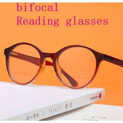 Round Bifocal Reading Glasses Men Women Anti Blue Light Multifocal Lens Glasses Female With Hyperoia Presbyopia Eyewear +1.5 NX