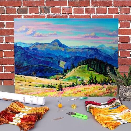 Landscape Summer Printed 11CT Cross-Stitch DIY Embroidery Patterns DMC Threads Handicraft Handiwork Craft Needlework Magic