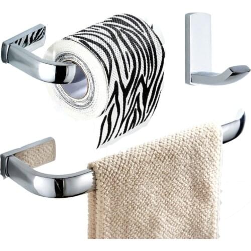 Leyden 3pcs Chrome Brass Towel Ring Holder Toilet Paper Holder Tissue Holder ClothesTowel Hook Hanger Bathroom Accessories Set