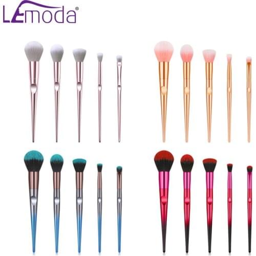 Lemoda 5Pcs Makeup Brushes Set Rose Gold Soft Makeup Brush For Powder Blush Eye Shadow Blending Brushes Cosmetics Beauty Kit