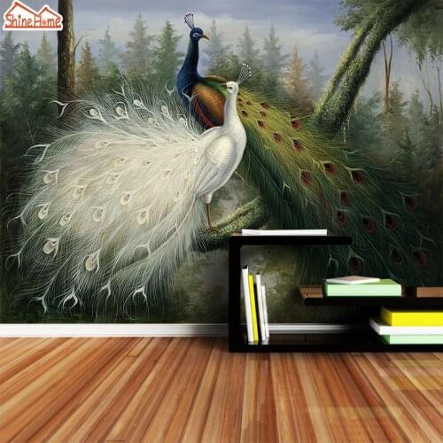 ShineHome-Custom Peacock Wallpapers for Living Room 3 d Wallpaper Wall Paper Animal Mural Rolls Walls Home Decoration Background