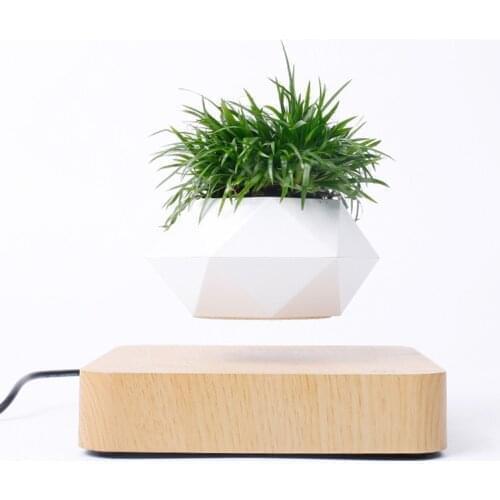 Novelty Levitating Pot Light Rotation Air Bonsai Planters Magnetic Levitation lamp Flower Floating Potted Plant for Decor Gift